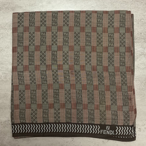 Fendi Other - Fendi Striped Logo Scarf in Brown and Gray
